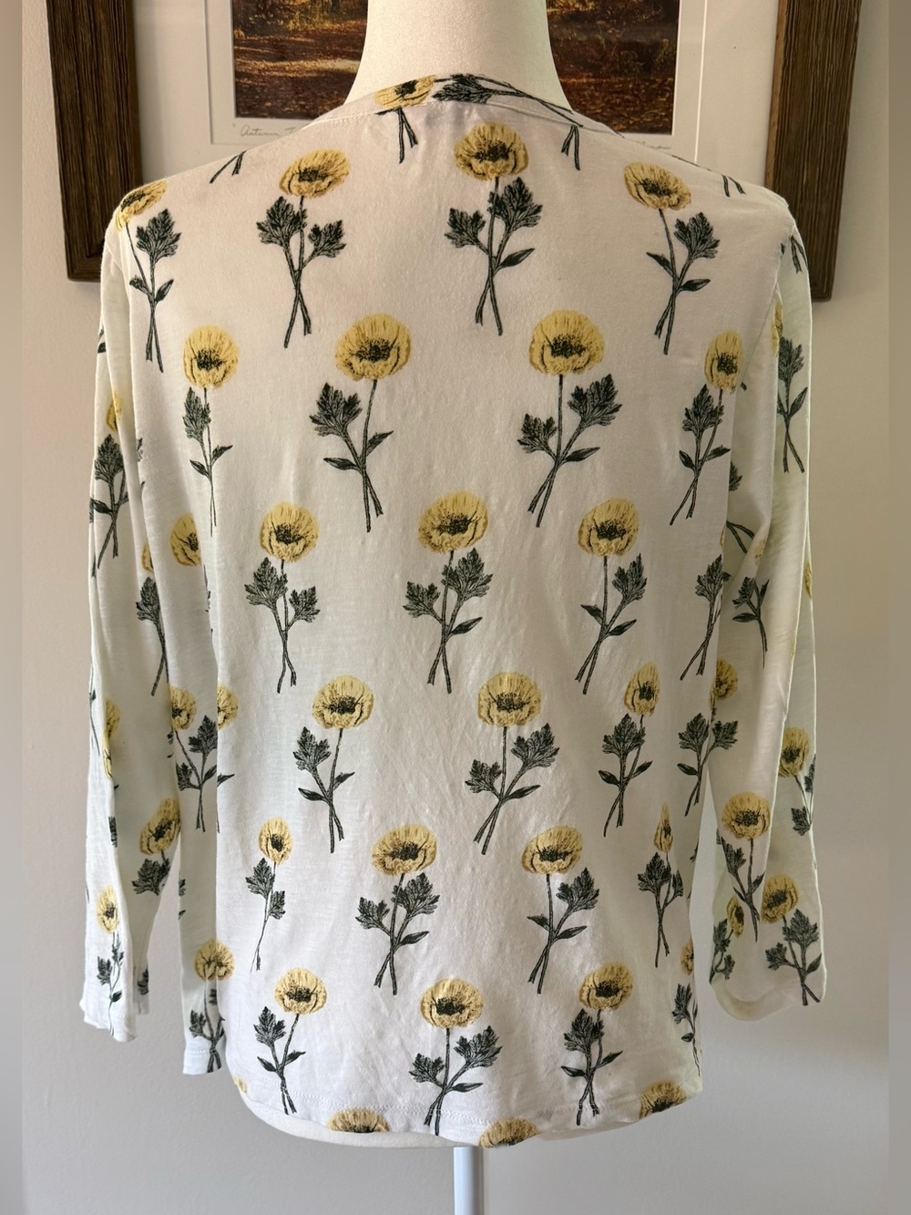 Lucky Brand White Button-Front Blouse with Yellow Flowers - Picture 3 of 6